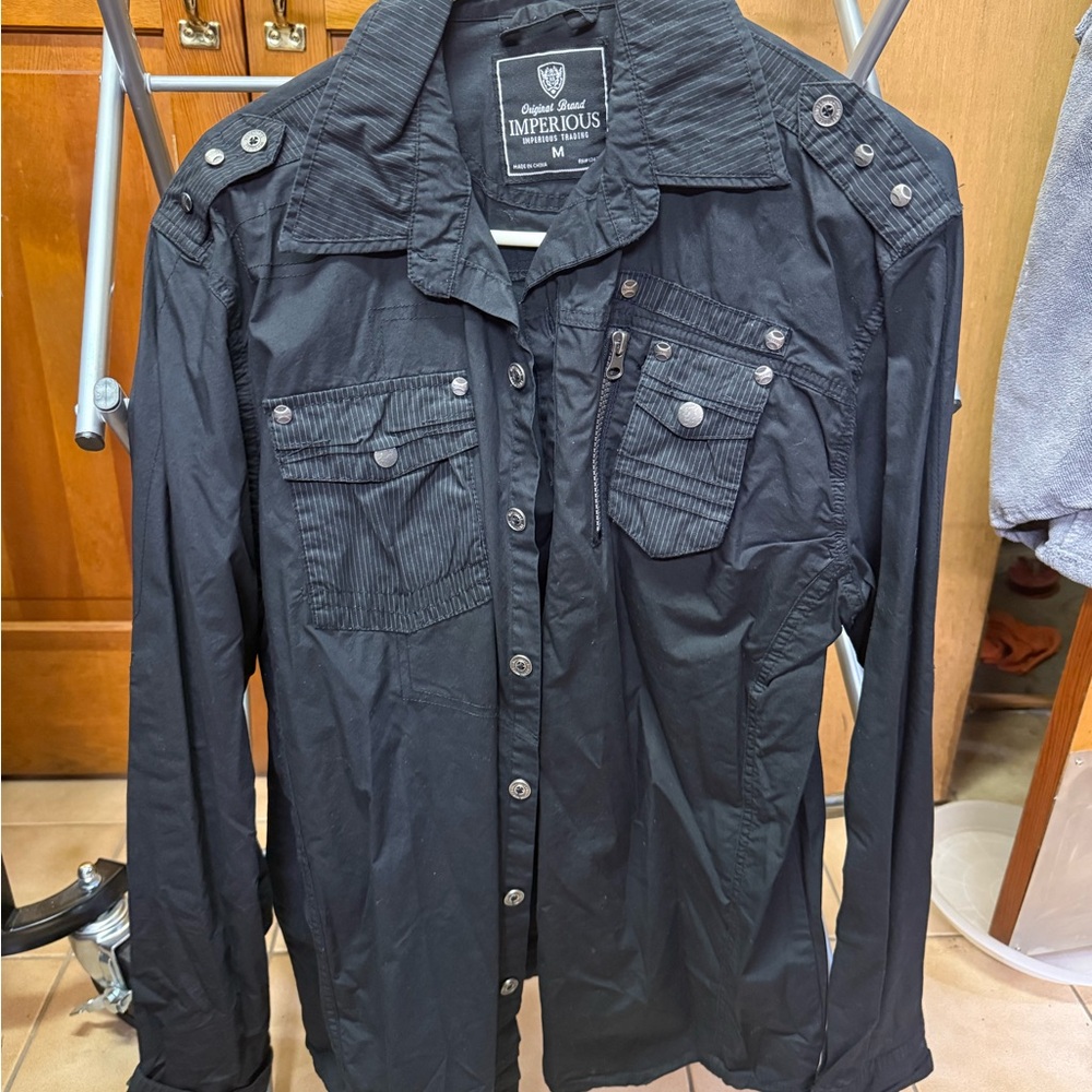 Imperious Black Button-Up Shirt